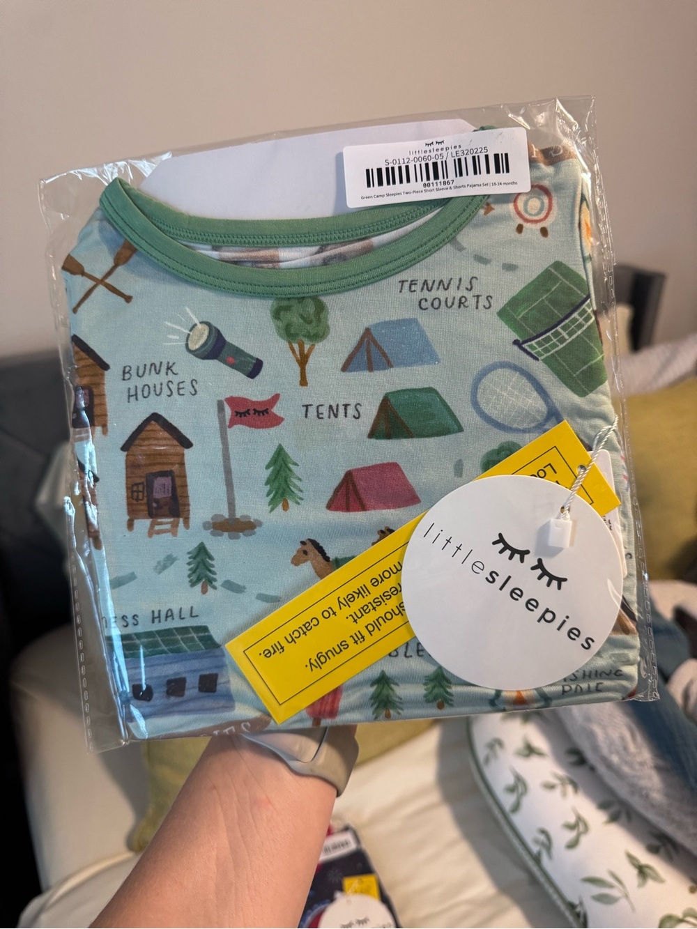 Little Sleepies Light Green Camping & Outdoors Print Pajama Top